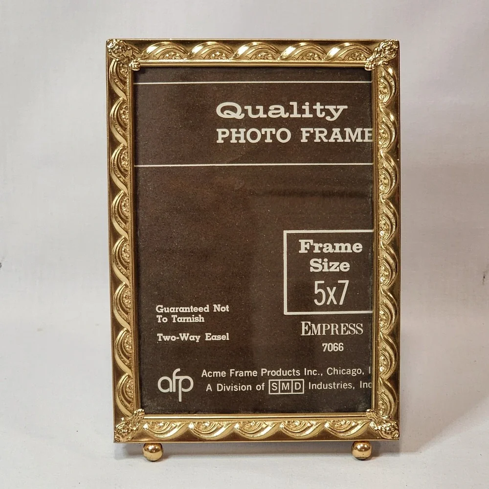 Acme Frame Products Empress 7066 Gold Ornate 5x7 Photo Frame Ball Feet Vintage